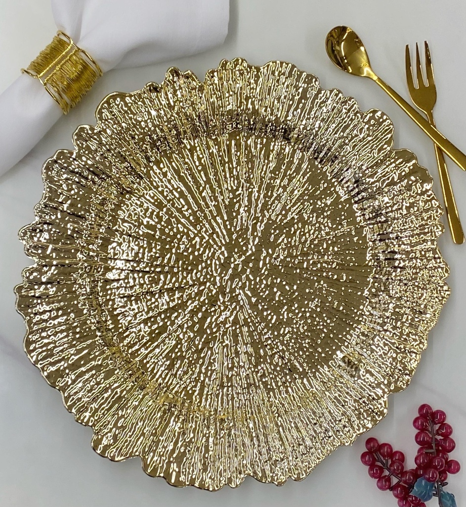 PLATO BASE HOJA DORADO