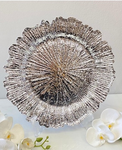 PLATO BASE HOJA PLATEADO